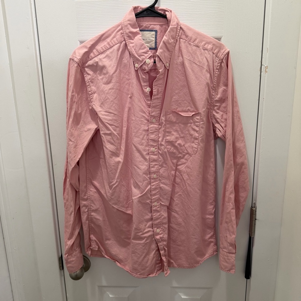 American Eagle Outfitters Pink Button-Down Casual Shirt